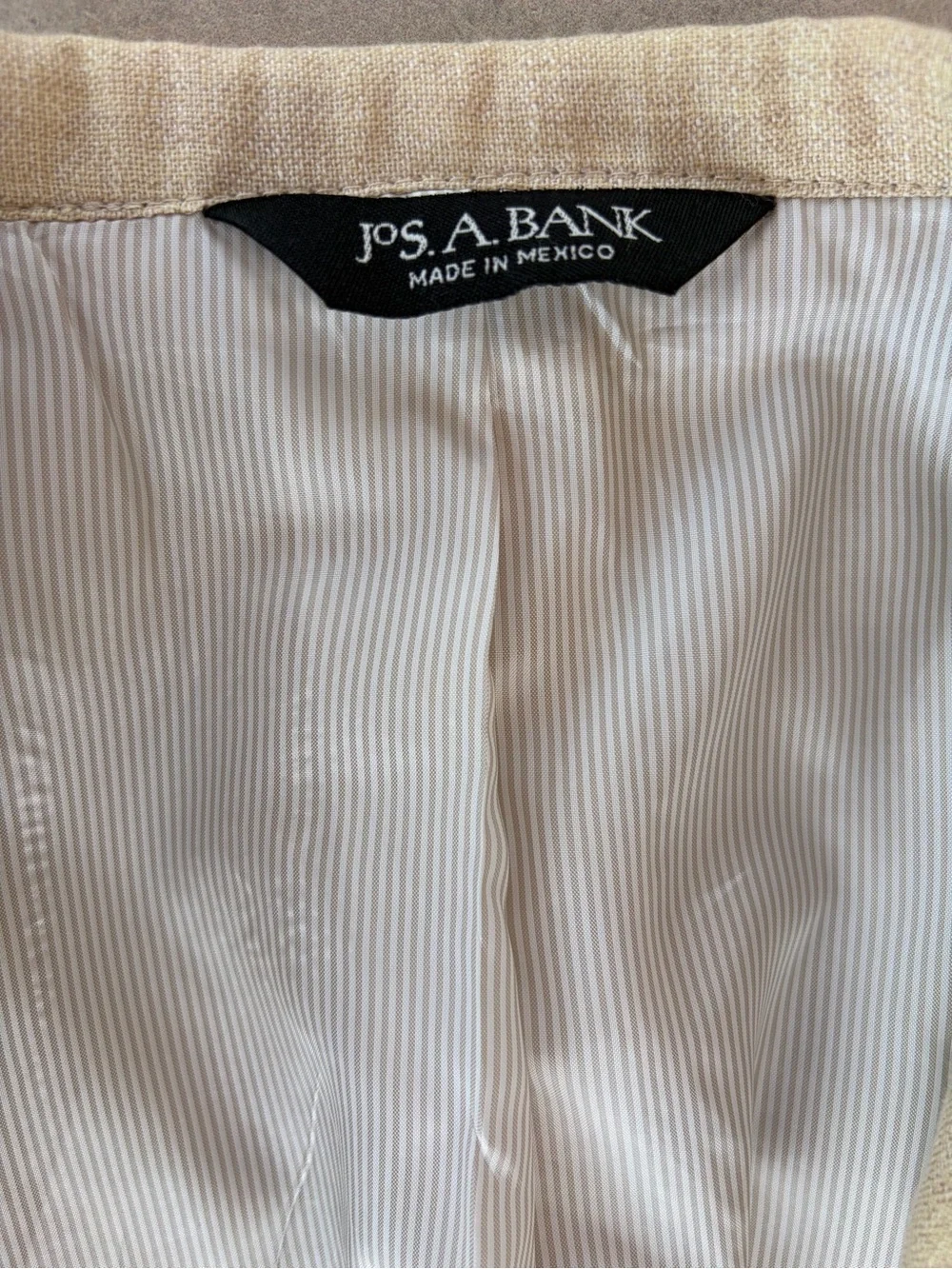 Jos A Bank Linen Wool Sport Coat 42 Short Beige Tan 2 Button Blazer